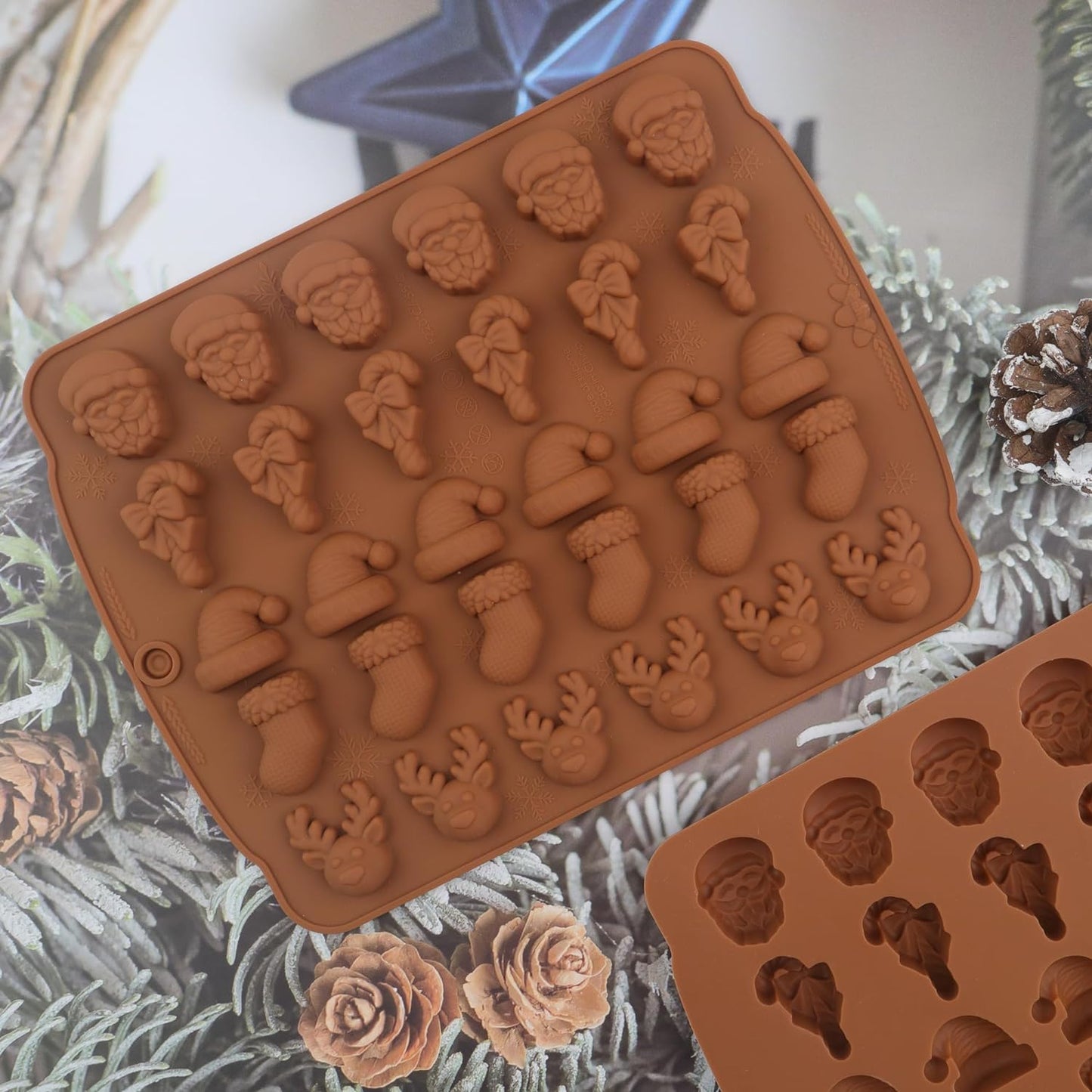 Christmas Candy Molds 3pcs Silicone Cake Decoration 2pcs