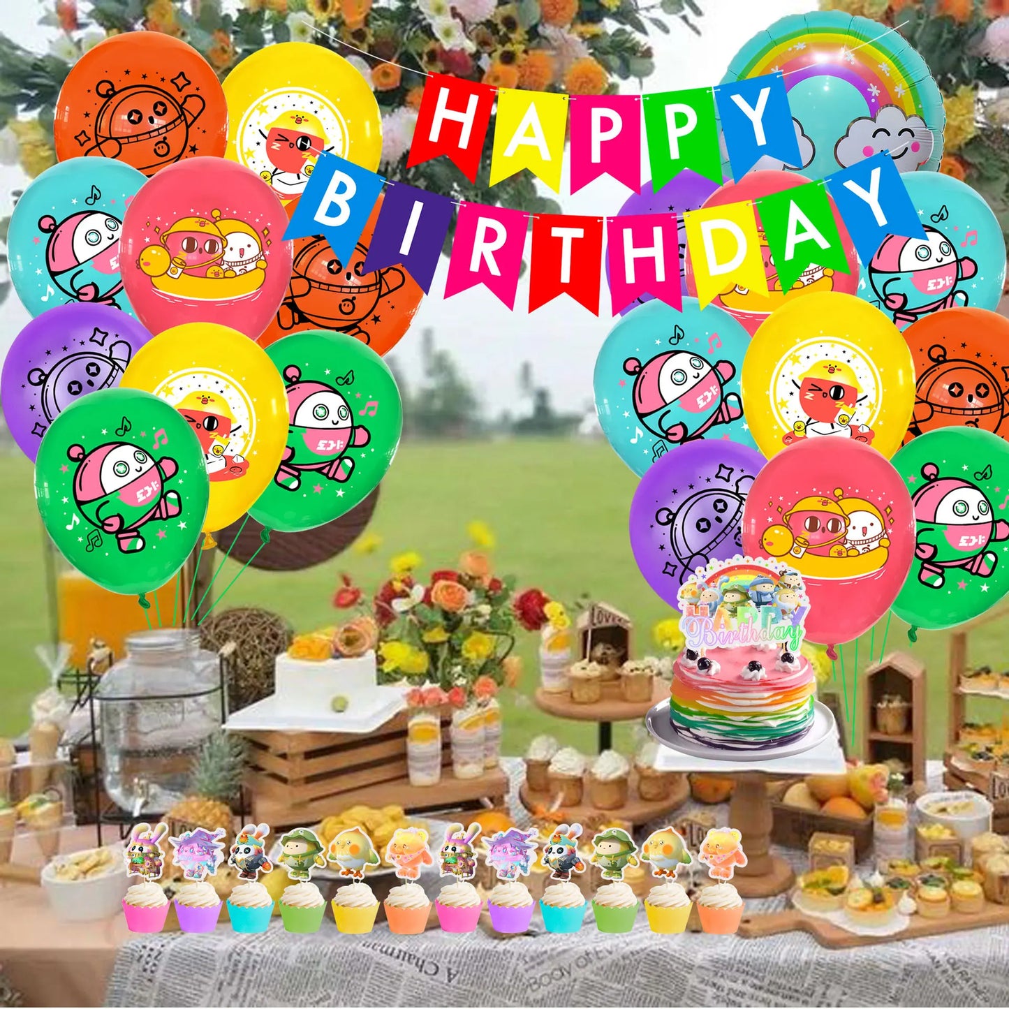 EggyPart Theme Party Decoration Supplies Balloon Banner Cake Topper Baby Shower Balloon Girl Birthday Favors