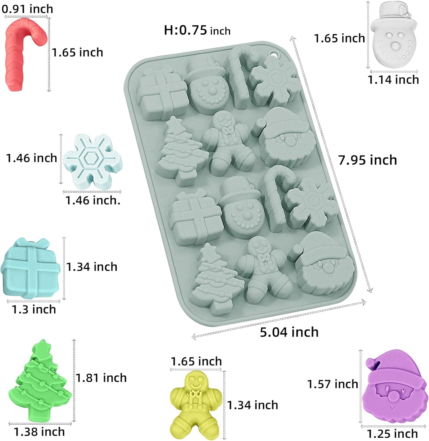 Christmas Chocolate Molds Silicone Cake Decoration 3 Pcs