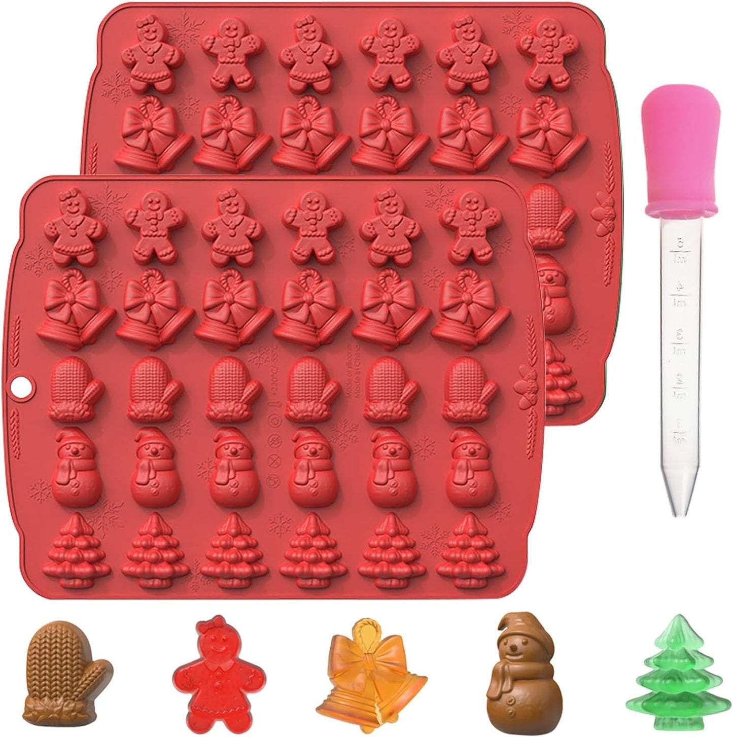 Christmas Candy Molds Silicone Chocolate Decoration Set of 2