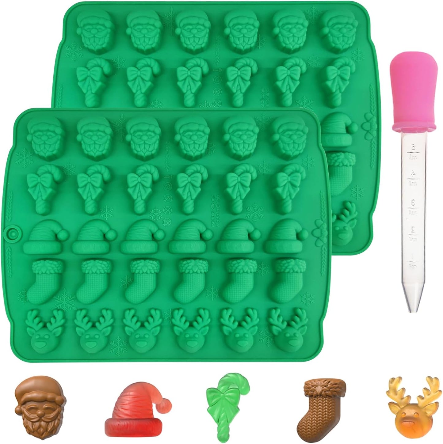 Christmas Chocolate Molds Cupcake Decoration Set of 2