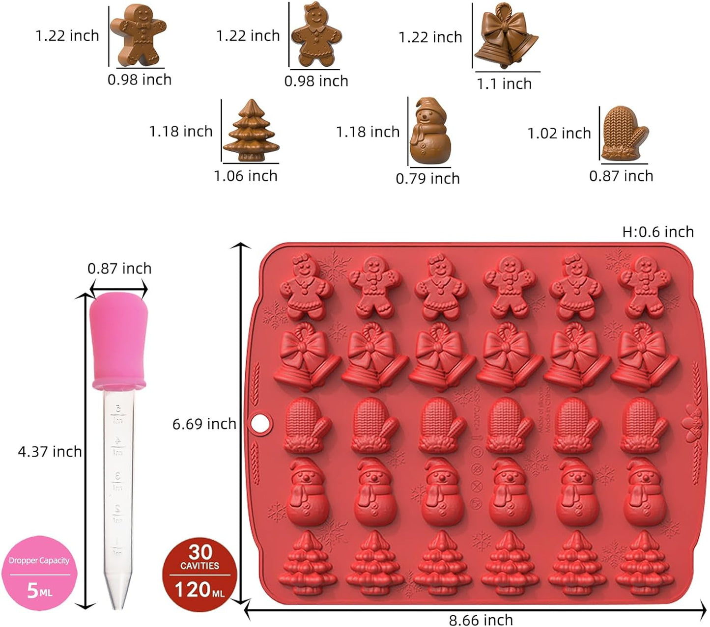Christmas Candy Molds Silicone Chocolate Decoration Set of 2