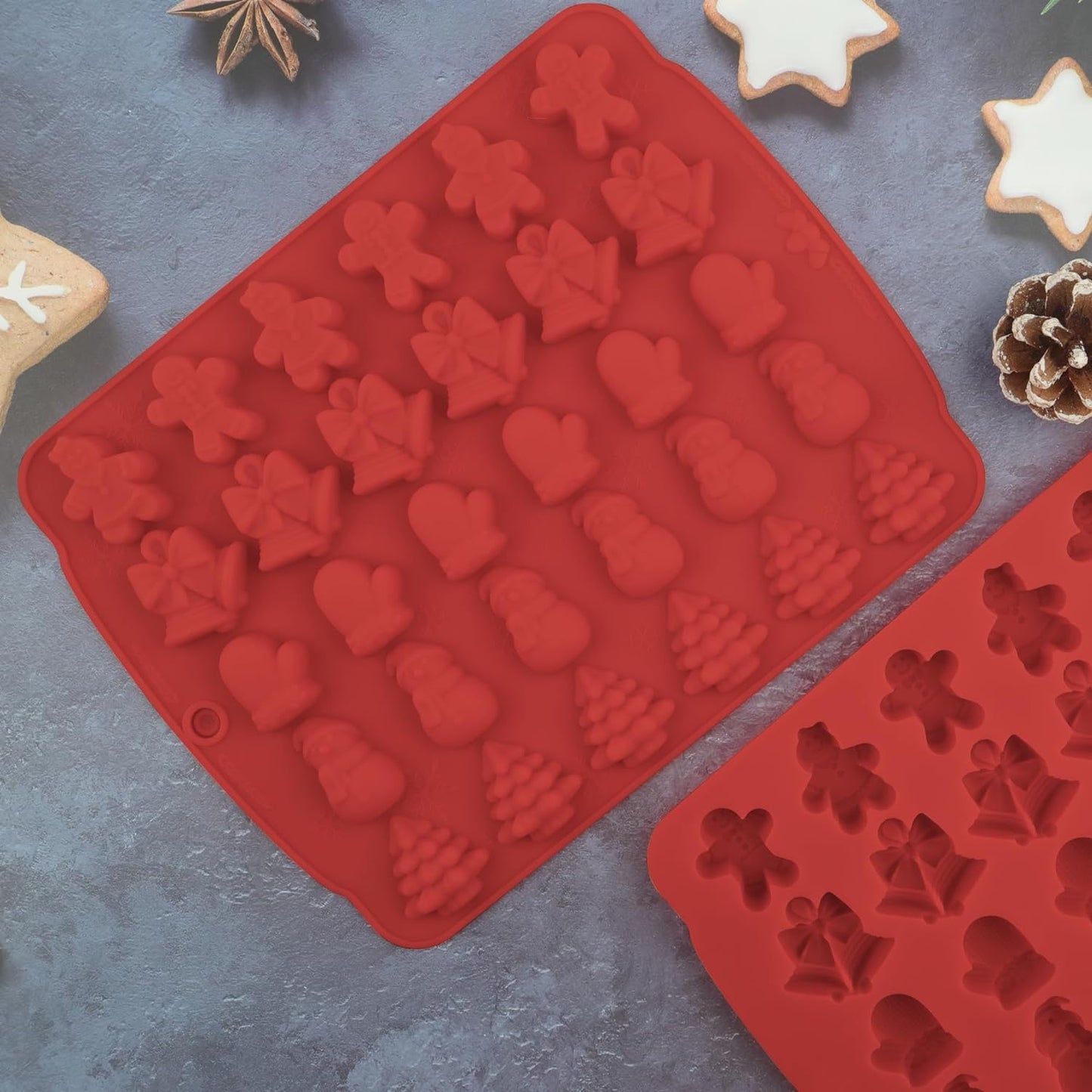 Christmas Candy Molds Silicone Chocolate Decoration Set of 2