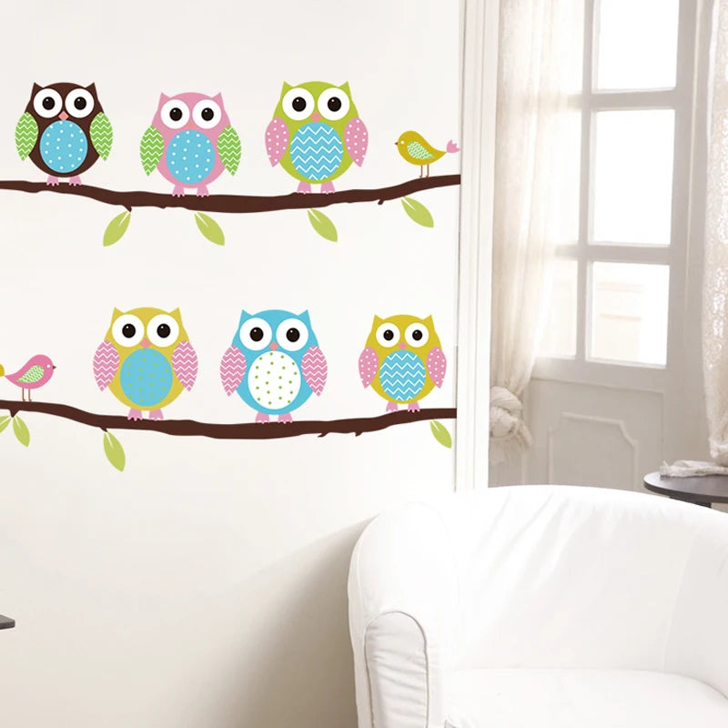 Animal Cartoon Owl Tree Vinyl Wall Sticker For Kids Rooms Home Decor Living Room Decoration Mural Decal Child Stickers Wallpaper