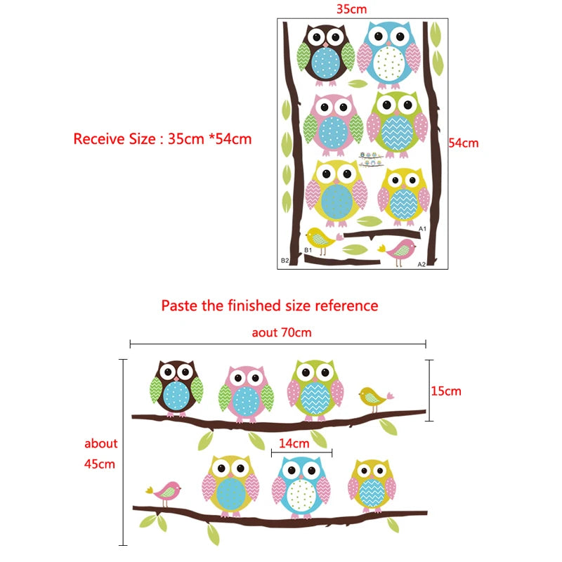 Animal Cartoon Owl Tree Vinyl Wall Sticker For Kids Rooms Home Decor Living Room Decoration Mural Decal Child Stickers Wallpaper