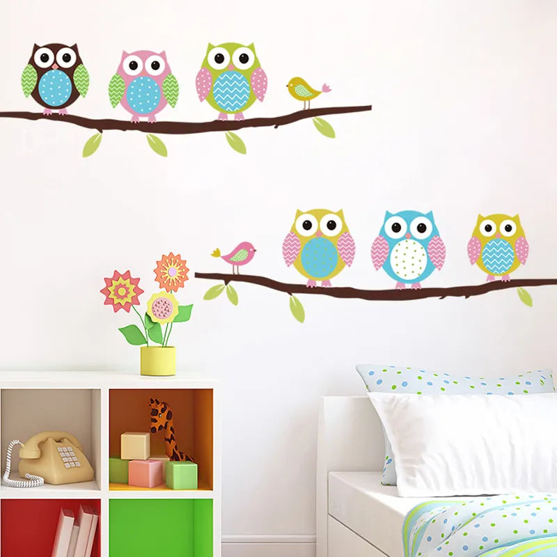 Animal Cartoon Owl Tree Vinyl Wall Sticker For Kids Rooms Home Decor Living Room Decoration Mural Decal Child Stickers Wallpaper