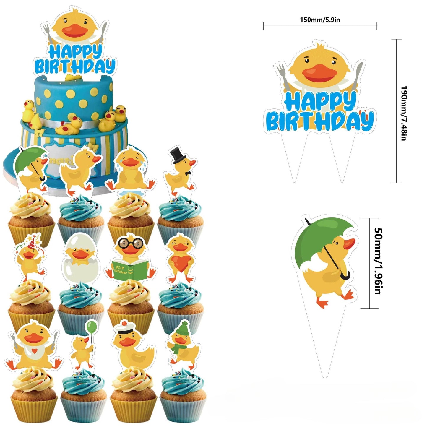 Yellow Duck Theme Birthday Decorations Set Cute Duck Balloon Cake Topper Birthday Banner Little Yellow Duck Birthday Party Decor