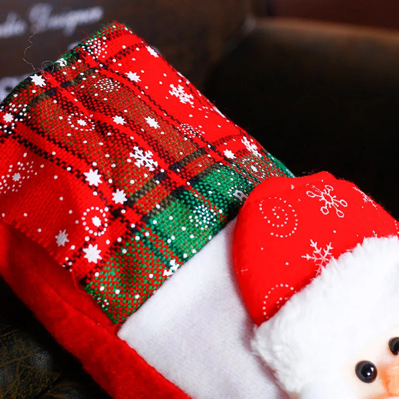 Santa Stocking Sock Christmas Candy Bags Home Merry Christmas Tree Decorations Ornamets Pendants Snowman Socks Fireplace Hanging