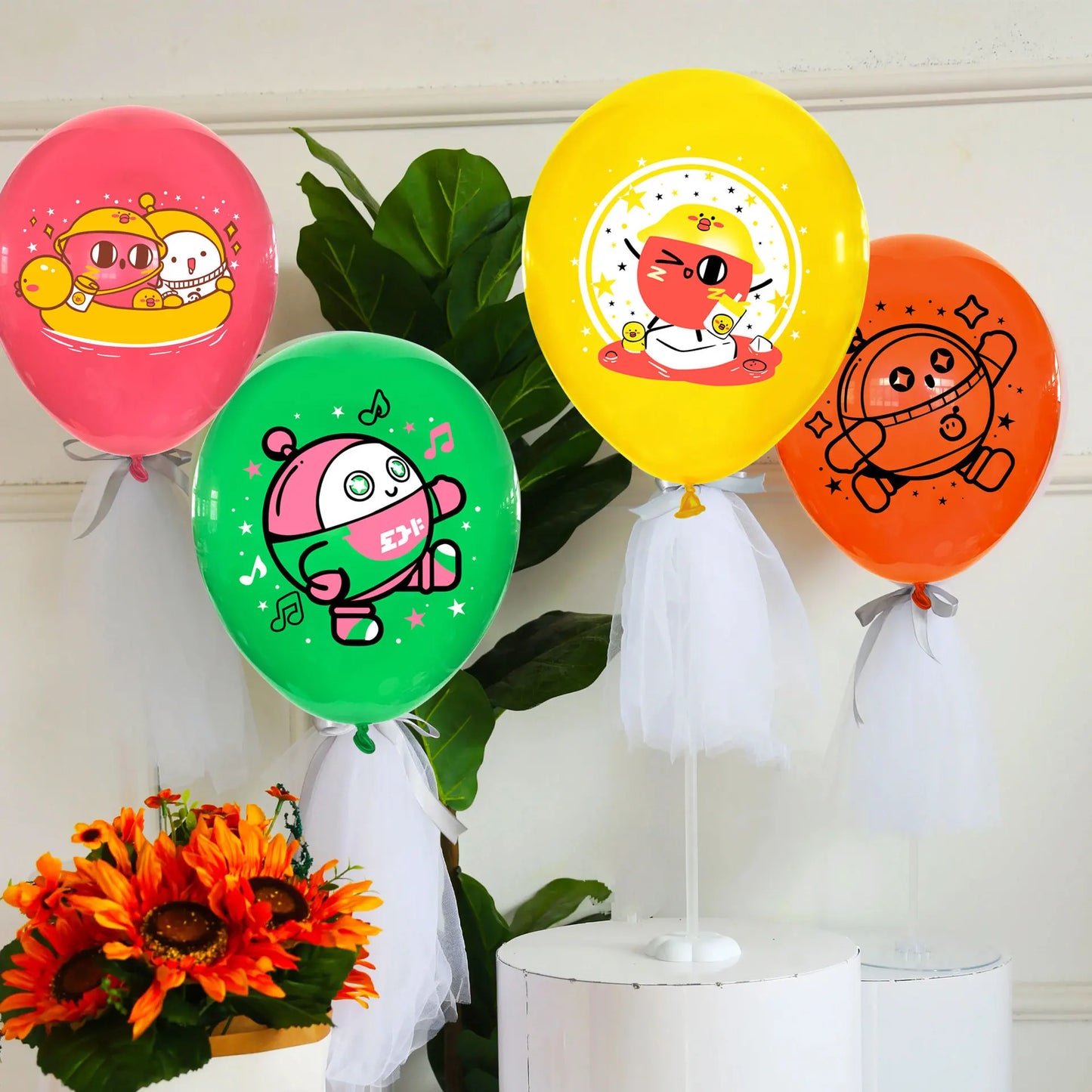 EggyPart Theme Party Decoration Supplies Balloon Banner Cake Topper Baby Shower Balloon Girl Birthday Favors